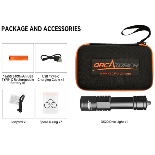 OrcaTorch D520 Red Pack with 2 batteries