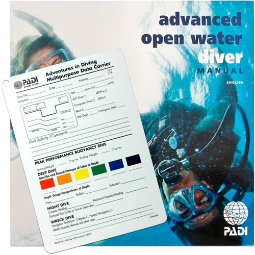 ~ Advanced Open Water Diver manual with data slate