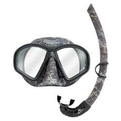 Phantom Camo Mask & Snorkel Set - Motled Black