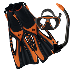 Bondi Mask & Snorkel Set - Orange / Grey